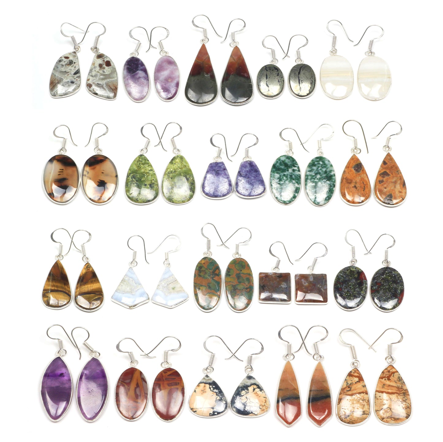 Boucles d'oreilles en cristal pour femmes - Plaqué argent, minimalistes, assorties et en gros