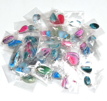 Halskette mit natürlichem Dendriten-Opal-Anhänger, lila Dendriten-Opal-Kristall, handgefertigte Lünetten-Anhänger-Halskette für Frauen