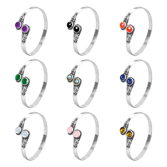 Adjustable 2-Stone Crystal Bracelets – Silver-Plated Brass | Wholesale Assortment