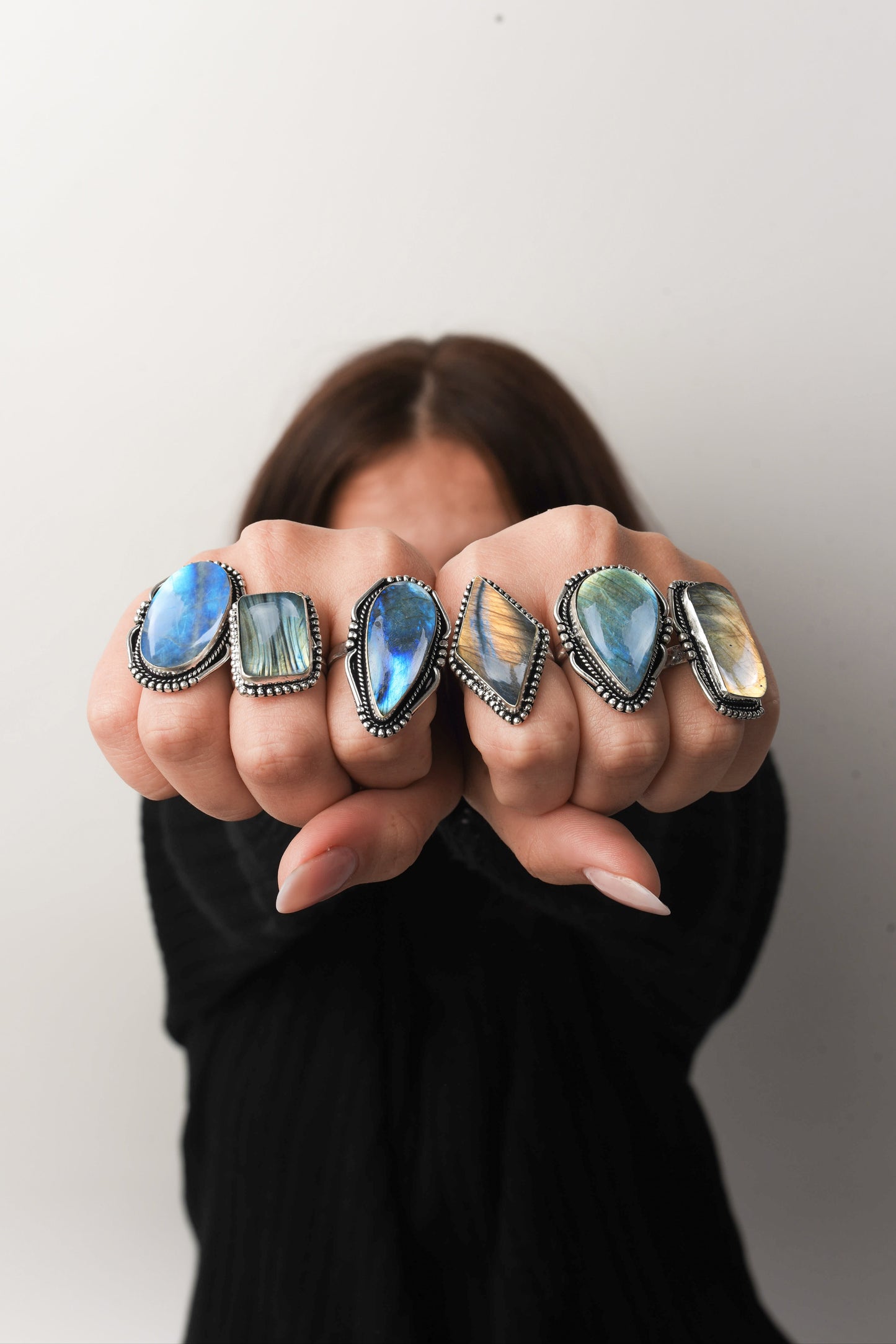 Bagues en cristal de labradorite pour femmes – Bagues tendance, style bohème, vente en gros