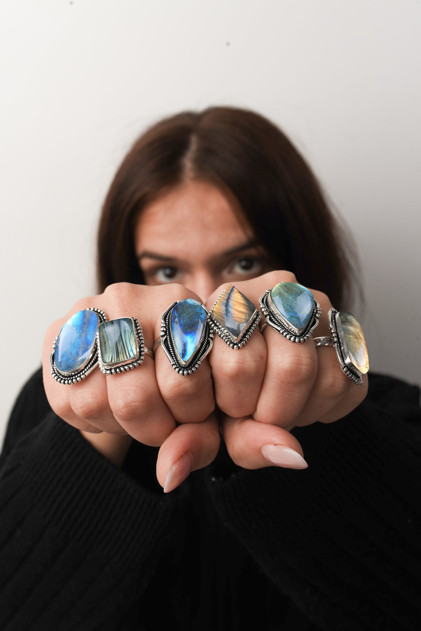 Bagues en cristal de labradorite pour femmes – Bagues tendance, style bohème, vente en gros