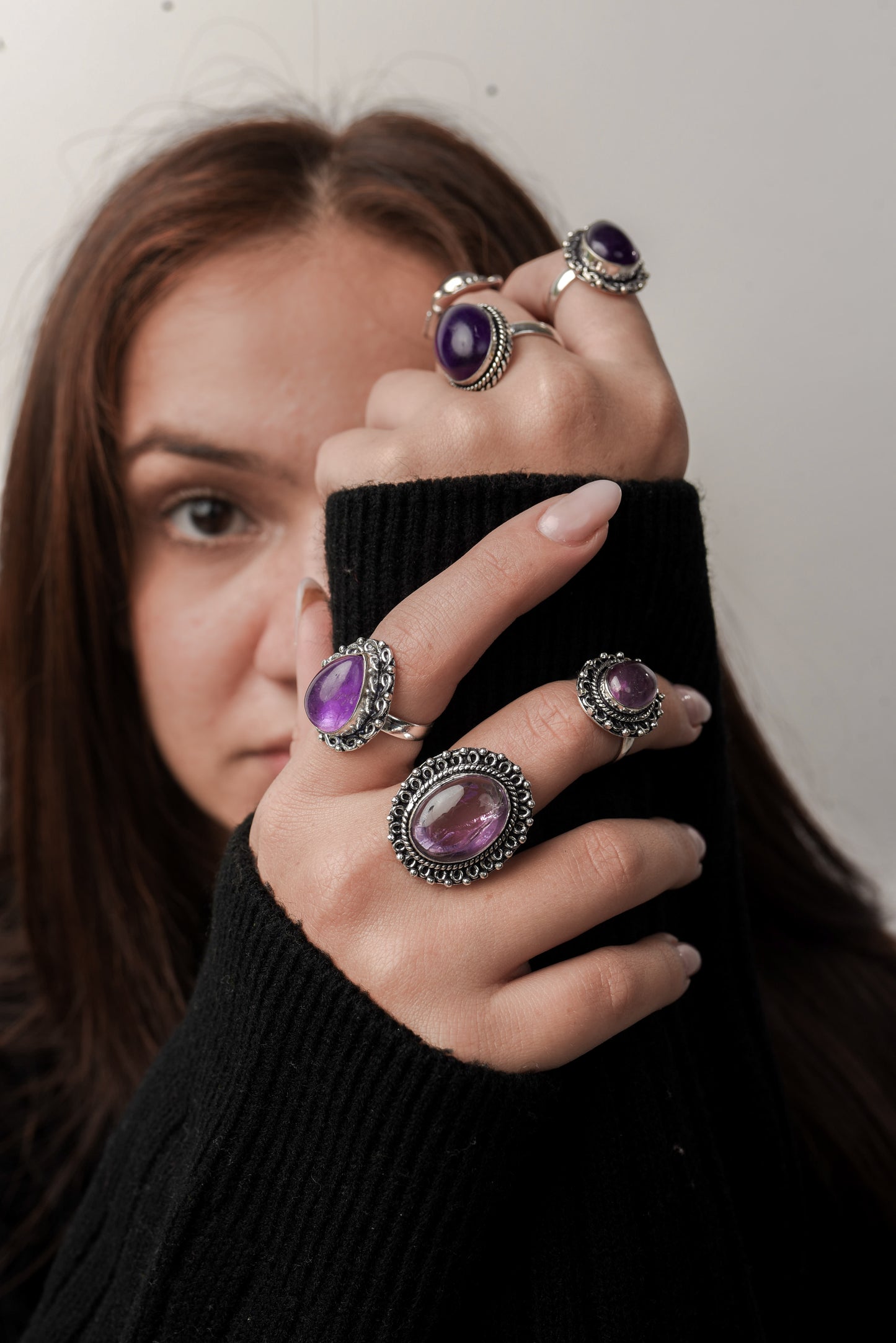 Amethyst Rings for Women – Silver-Plated Brass Jewelry, Handmade, Wholesale Prices