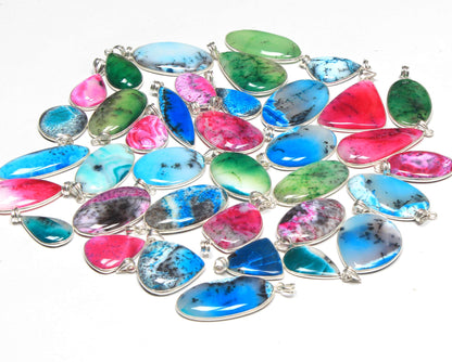 Halskette mit natürlichem Dendriten-Opal-Anhänger, lila Dendriten-Opal-Kristall, handgefertigte Lünetten-Anhänger-Halskette für Frauen