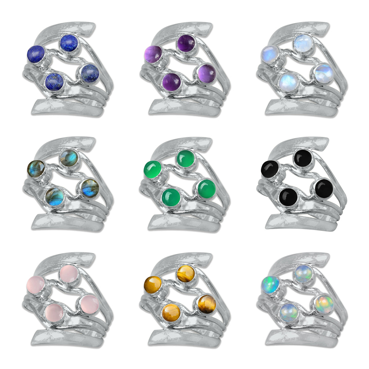Quad Gemstone Ring – 925 Sterling Silver Ring with 4 Natural Stones | Made to Order