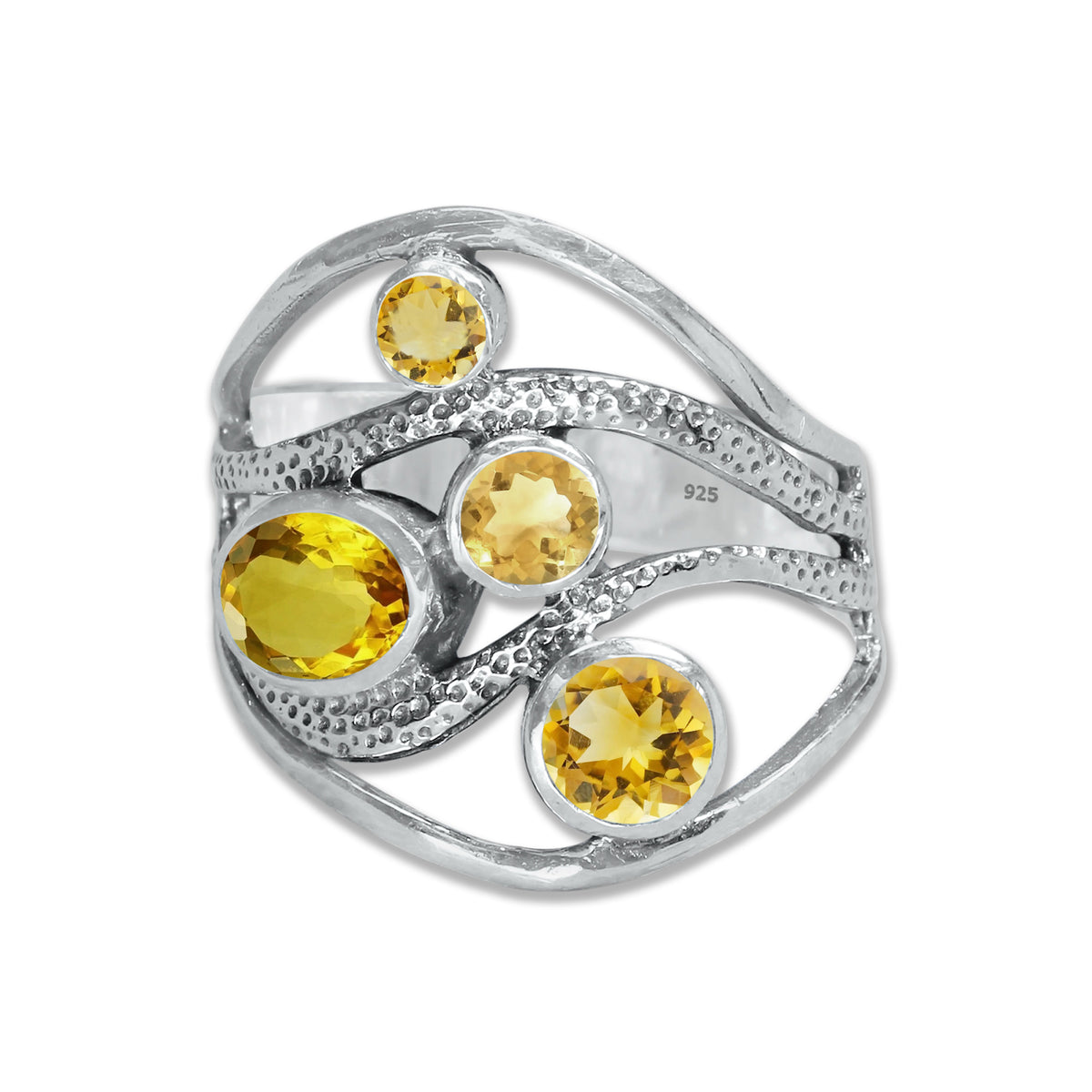 Sterling Silver Multi-Gemstone Wave Ring – 9 Natural Stones or Assorted Option | Made to Order