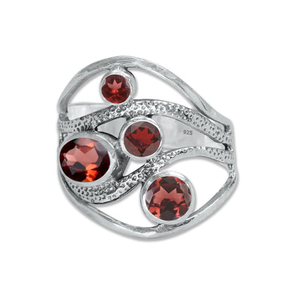 Sterling Silver Multi-Gemstone Wave Ring – 9 Natural Stones or Assorted Option | Made to Order