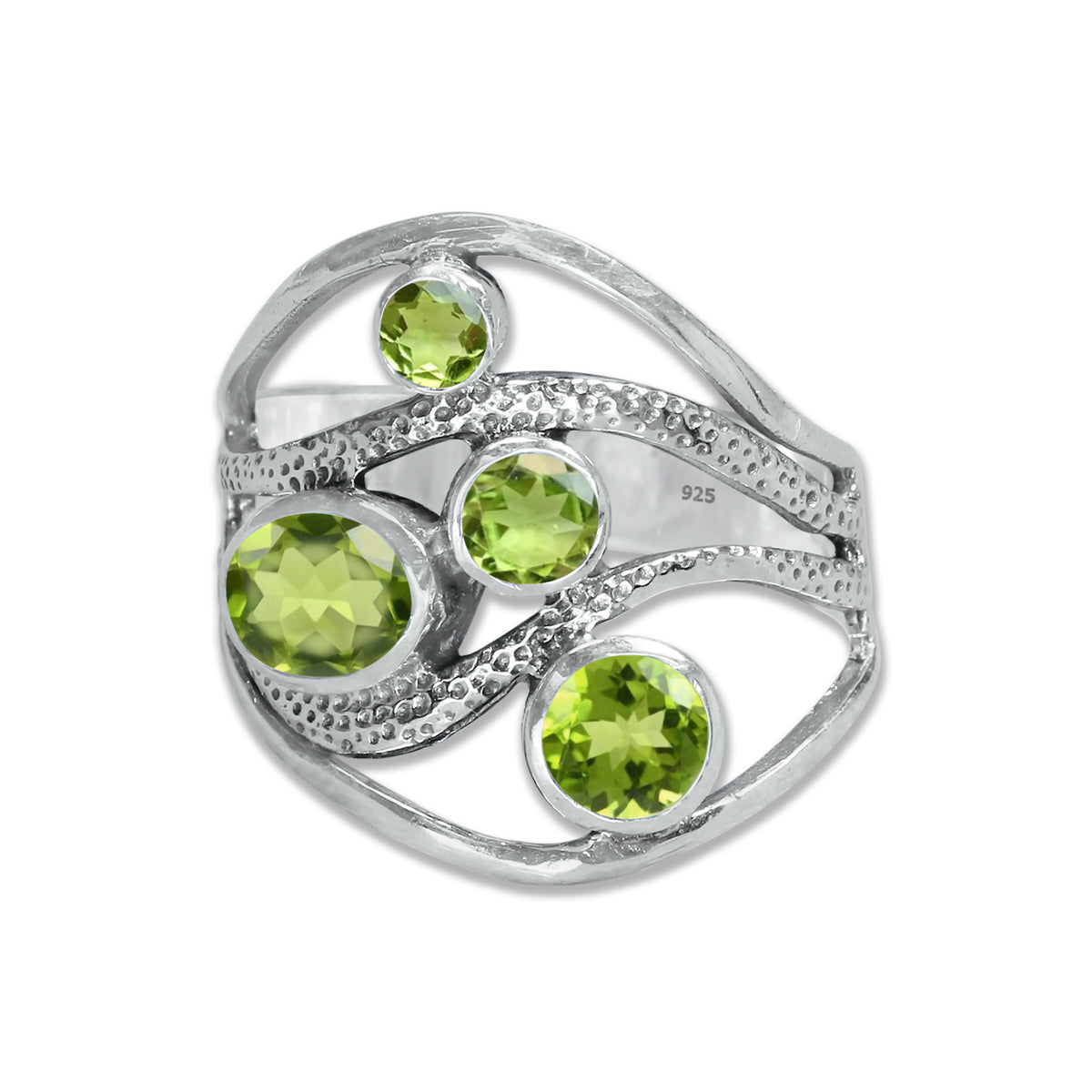 Sterling Silver Multi-Gemstone Wave Ring – 9 Natural Stones or Assorted Option | Made to Order