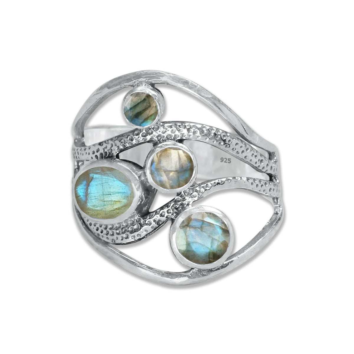 Sterling Silver Multi-Gemstone Wave Ring – 9 Natural Stones or Assorted Option | Made to Order