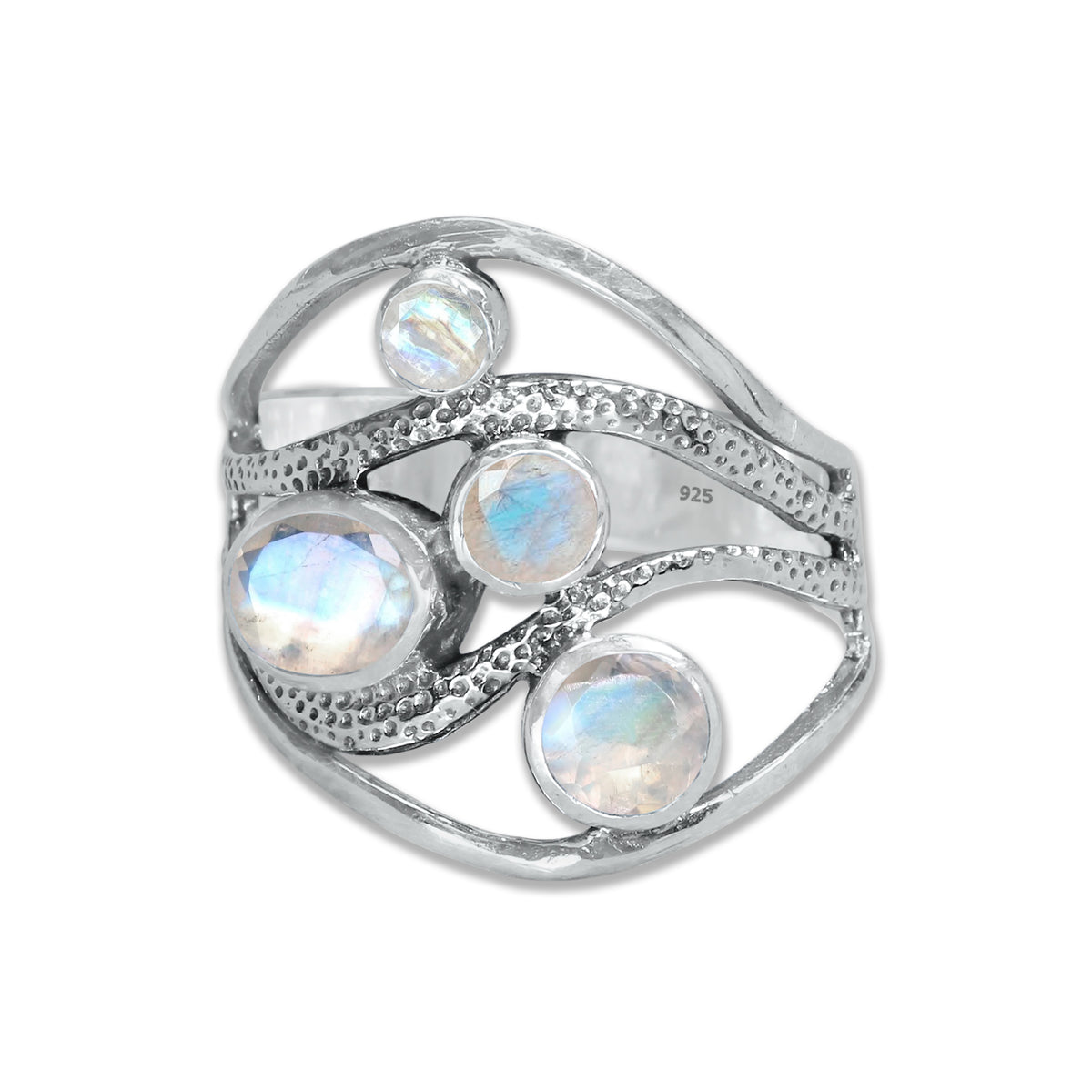 Sterling Silver Multi-Gemstone Wave Ring – 9 Natural Stones or Assorted Option | Made to Order