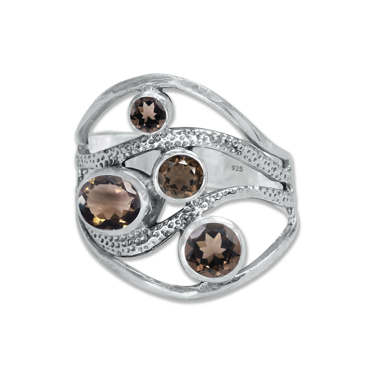 Sterling Silver Multi-Gemstone Wave Ring – 9 Natural Stones or Assorted Option | Made to Order