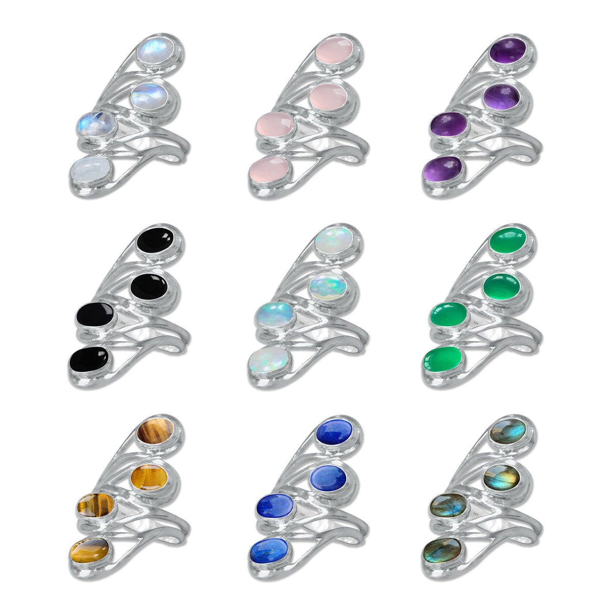 Cascade Ring – Handmade Sterling Silver Ring with Four Natural Gemstones | Made to Order