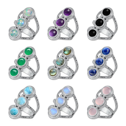 Celestia Band – Sterling Silver Ring with Four Natural Gemstones | Handmade | Made to Order