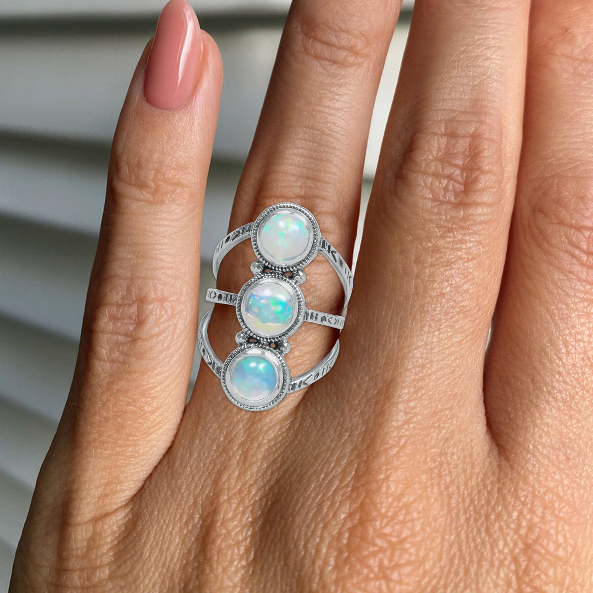 Celestia Band – Sterling Silver Ring with Four Natural Gemstones | Handmade | Made to Order
