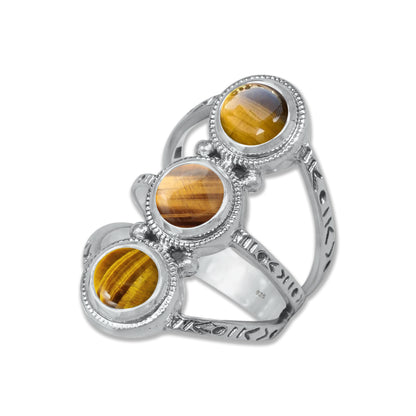 Celestia Band – Sterling Silver Ring with Four Natural Gemstones | Handmade | Made to Order