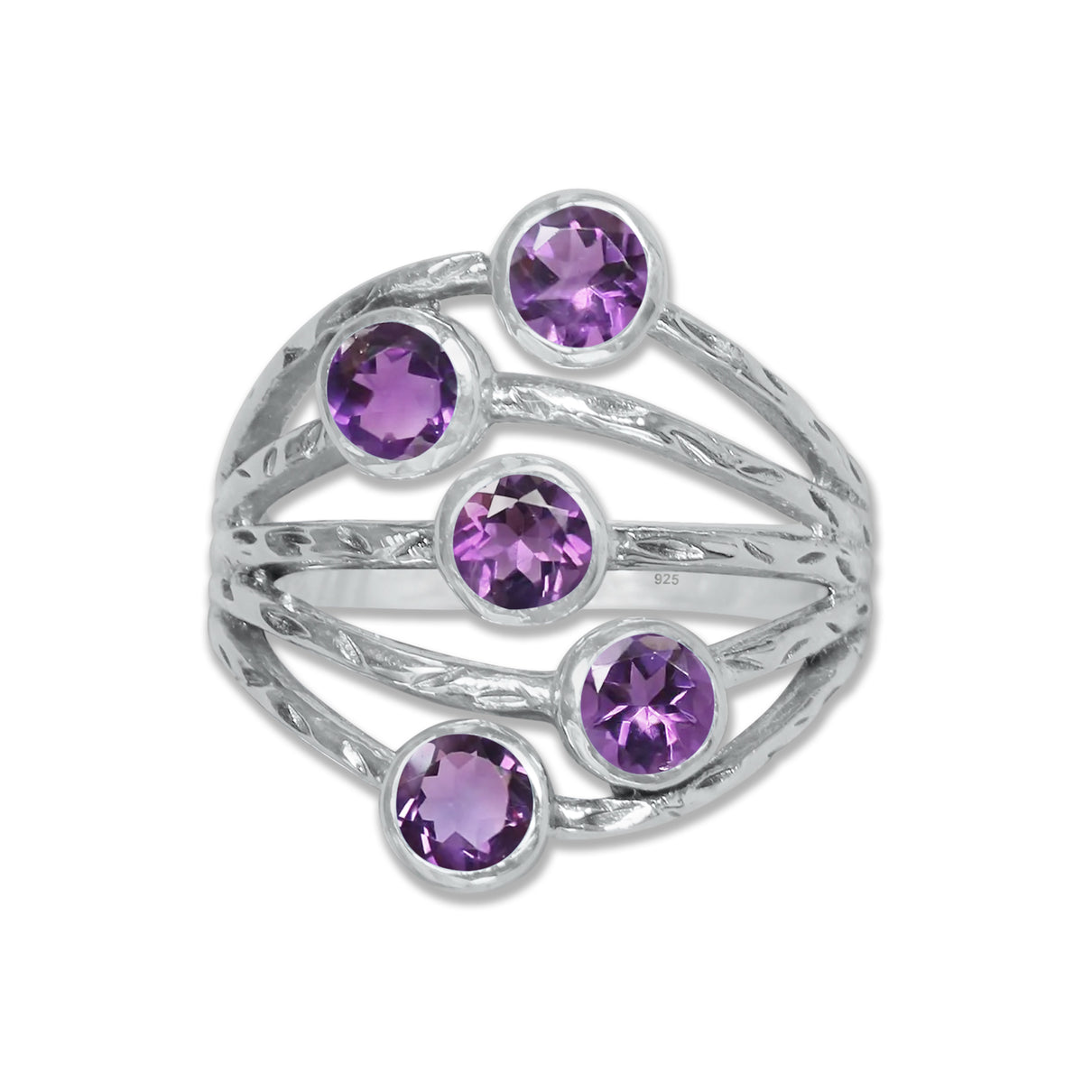 Sterling Silver Five-Stone Statement Ring – 9 Natural Gemstone Options | Made to Order