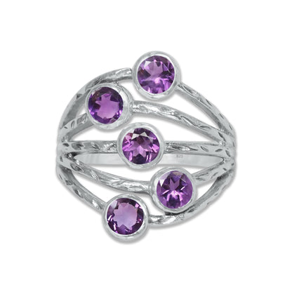 Sterling Silver Five-Stone Statement Ring – 9 Natural Gemstone Options | Made to Order