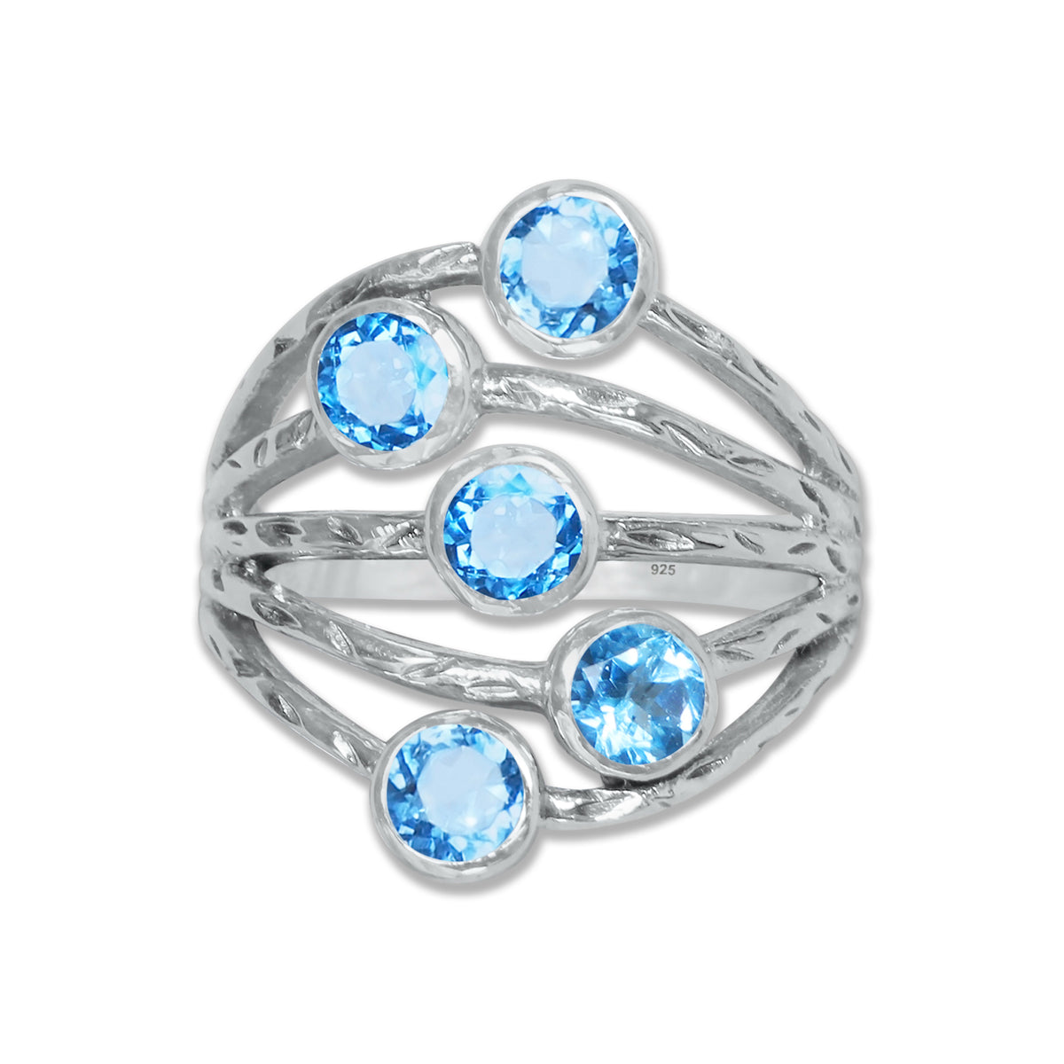 Sterling Silver Five-Stone Statement Ring – 9 Natural Gemstone Options | Made to Order