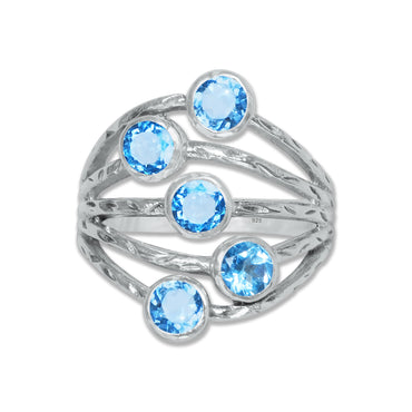 Sterling Silver Five-Stone Statement Ring – 9 Natural Gemstone Options | Made to Order