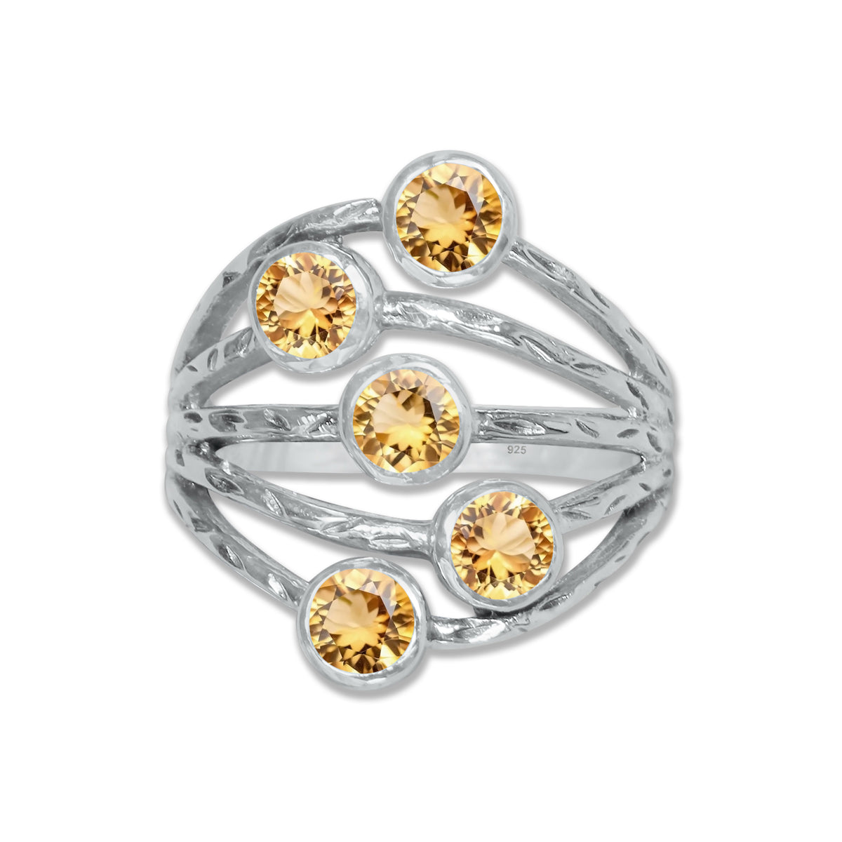 Sterling Silver Five-Stone Statement Ring – 9 Natural Gemstone Options | Made to Order