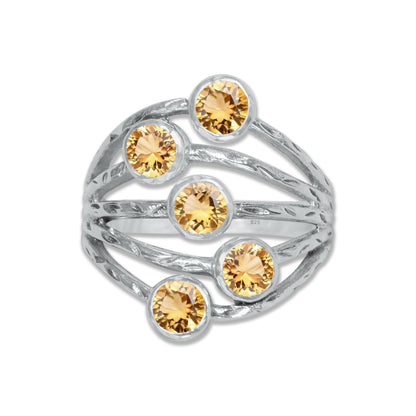 Sterling Silver Five-Stone Statement Ring – 9 Natural Gemstone Options | Made to Order