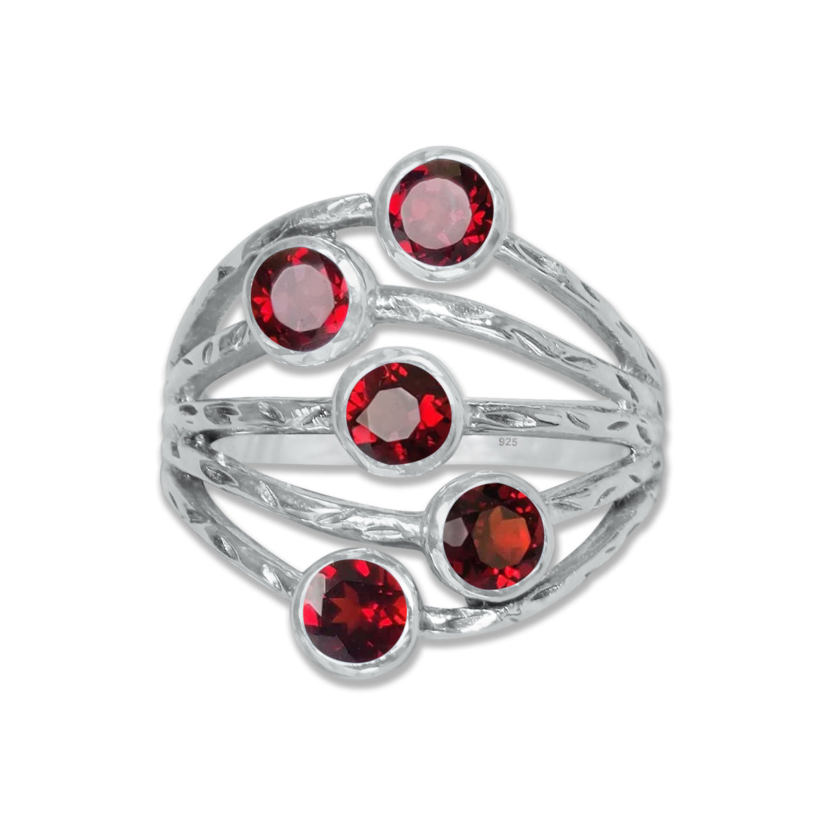 Sterling Silver Five-Stone Statement Ring – 9 Natural Gemstone Options | Made to Order