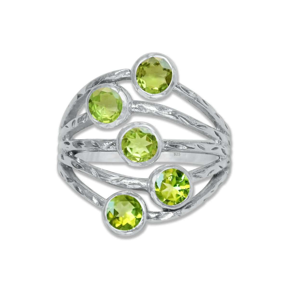 Sterling Silver Five-Stone Statement Ring – 9 Natural Gemstone Options | Made to Order