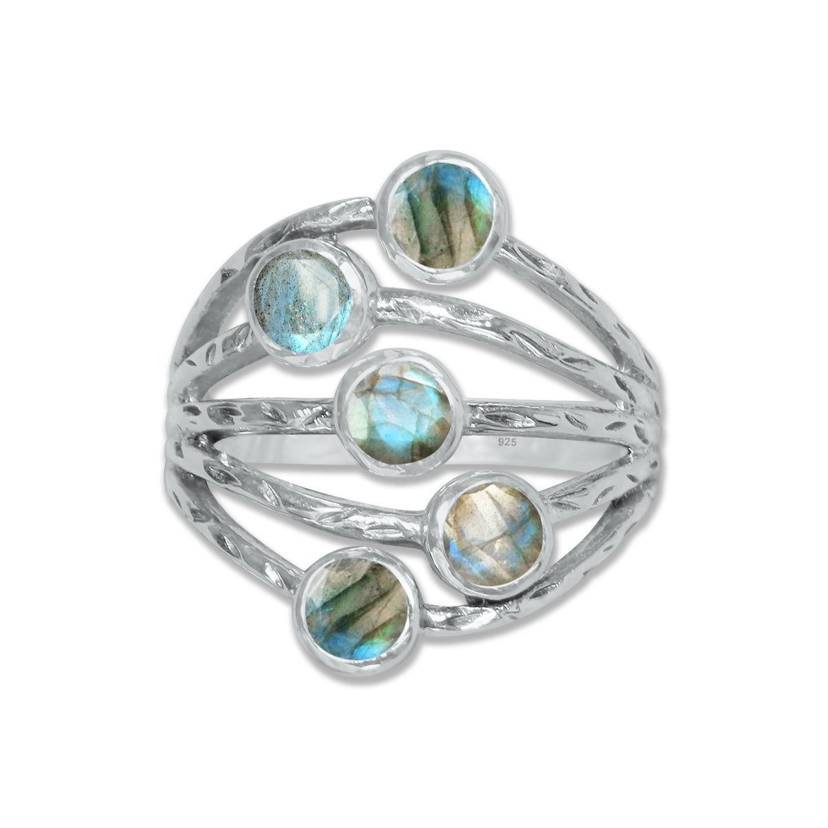 Sterling Silver Five-Stone Statement Ring – 9 Natural Gemstone Options | Made to Order