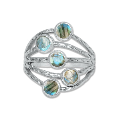 Sterling Silver Five-Stone Statement Ring – 9 Natural Gemstone Options | Made to Order