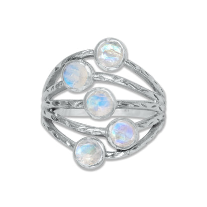 Sterling Silver Five-Stone Statement Ring – 9 Natural Gemstone Options | Made to Order
