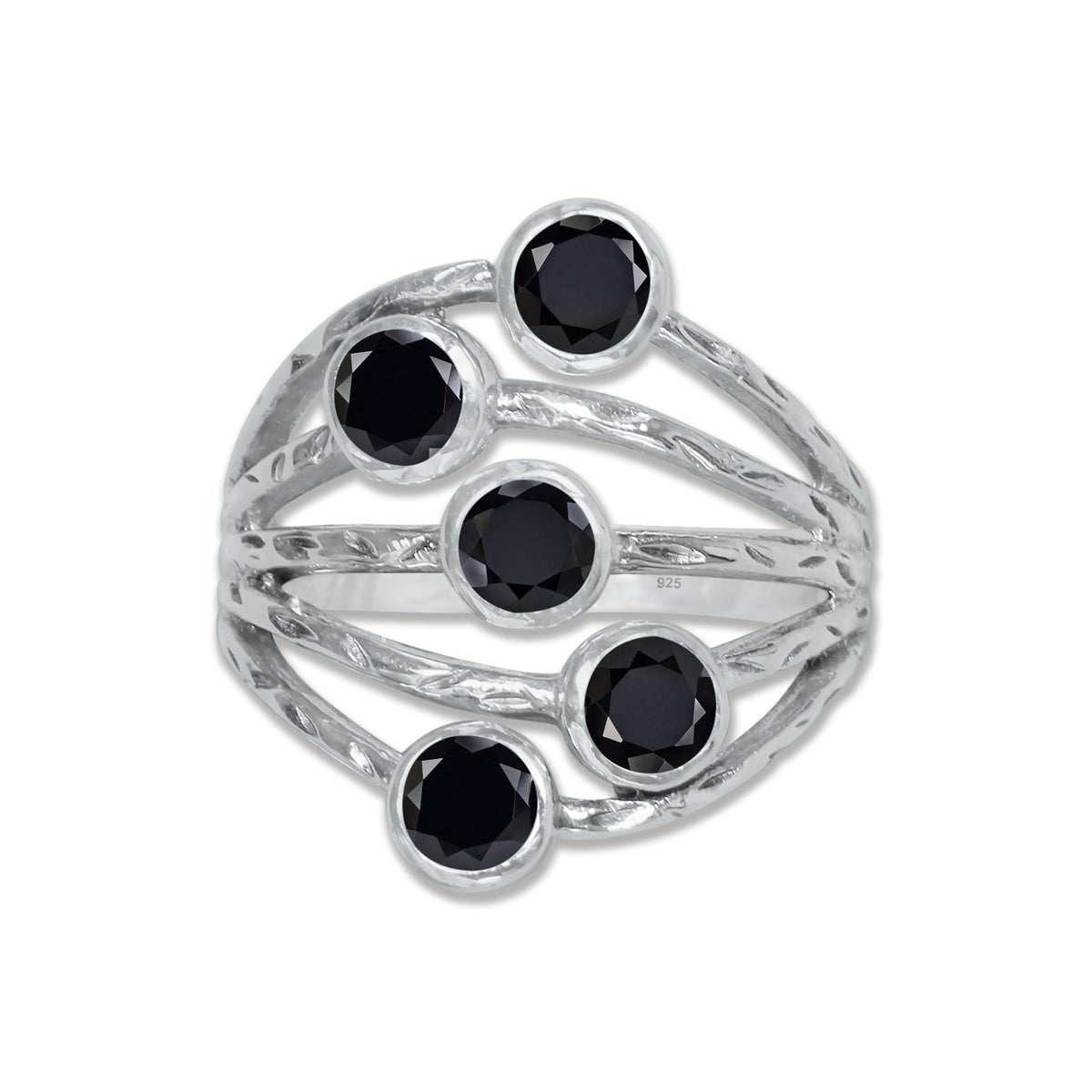 Sterling Silver Five-Stone Statement Ring – 9 Natural Gemstone Options | Made to Order