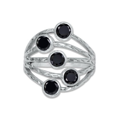 Sterling Silver Five-Stone Statement Ring – 9 Natural Gemstone Options | Made to Order
