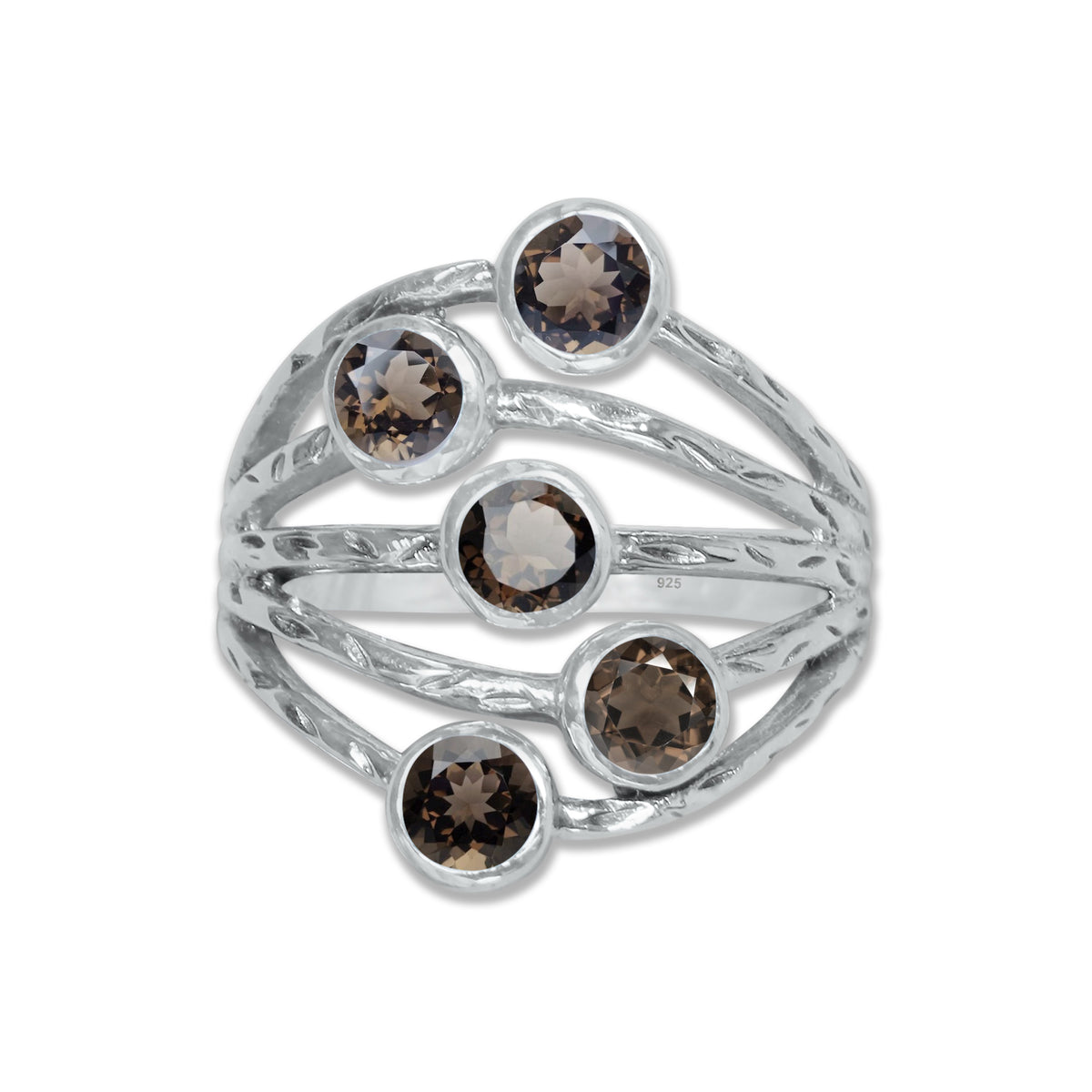 Sterling Silver Five-Stone Statement Ring – 9 Natural Gemstone Options | Made to Order