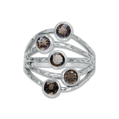 Sterling Silver Five-Stone Statement Ring – 9 Natural Gemstone Options | Made to Order