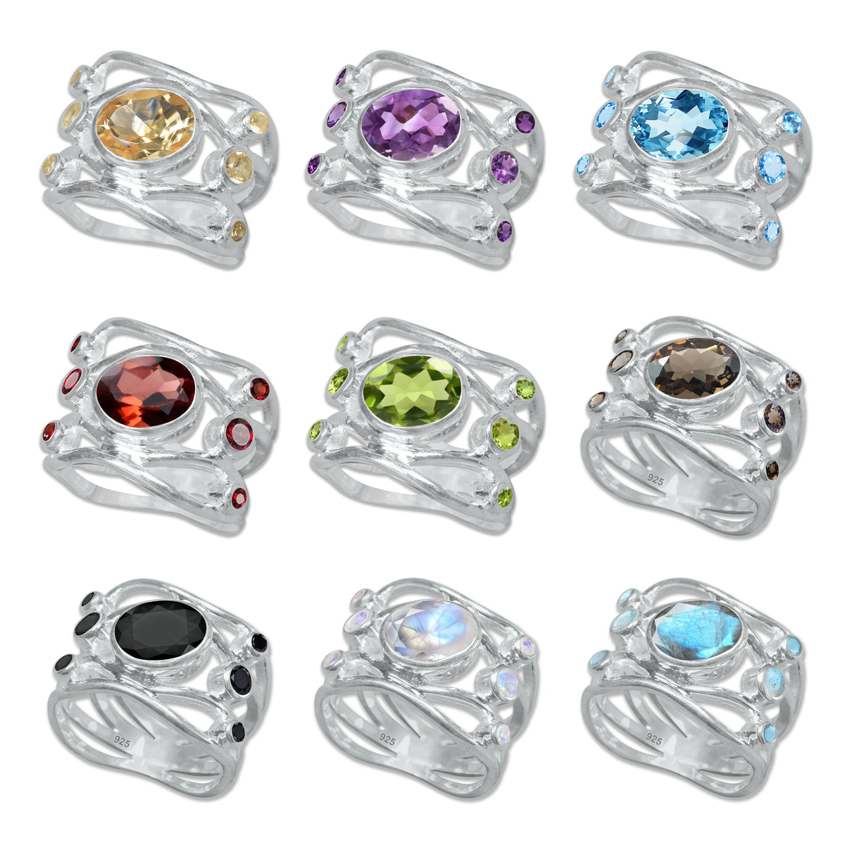 The Solstice Ring Sterling Silver Oval-Cut – 9 Natural Gemstone Styles | Made to Order