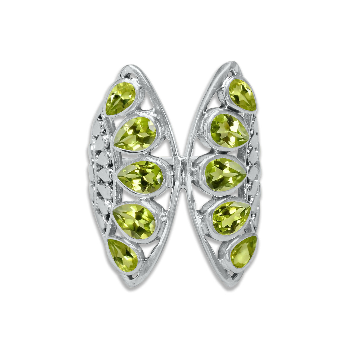 Sterling Silver “Wings of Light” Pear-Cut Gemstone Ring – 9 Stone Variants | Made to Order