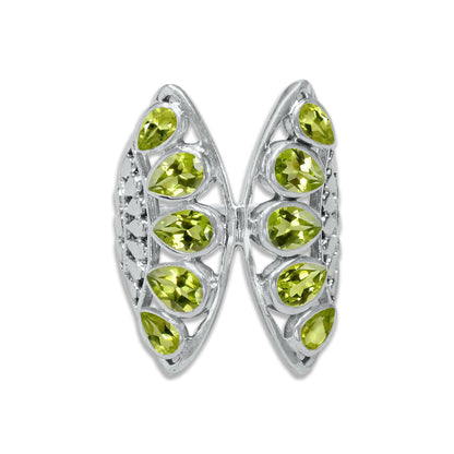 Sterling Silver “Wings of Light” Pear-Cut Gemstone Ring – 9 Stone Variants | Made to Order