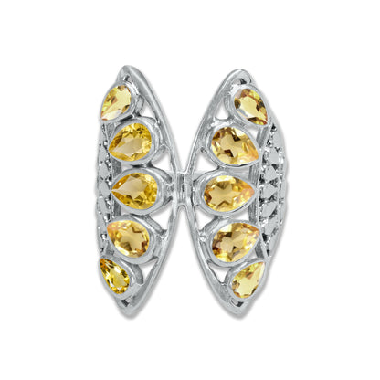 Sterling Silver “Wings of Light” Pear-Cut Gemstone Ring – 9 Stone Variants | Made to Order