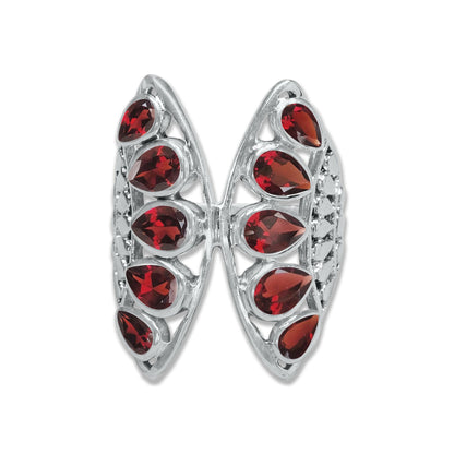 Sterling Silver “Wings of Light” Pear-Cut Gemstone Ring – 9 Stone Variants | Made to Order
