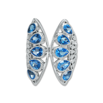 Sterling Silver “Wings of Light” Pear-Cut Gemstone Ring – 9 Stone Variants | Made to Order