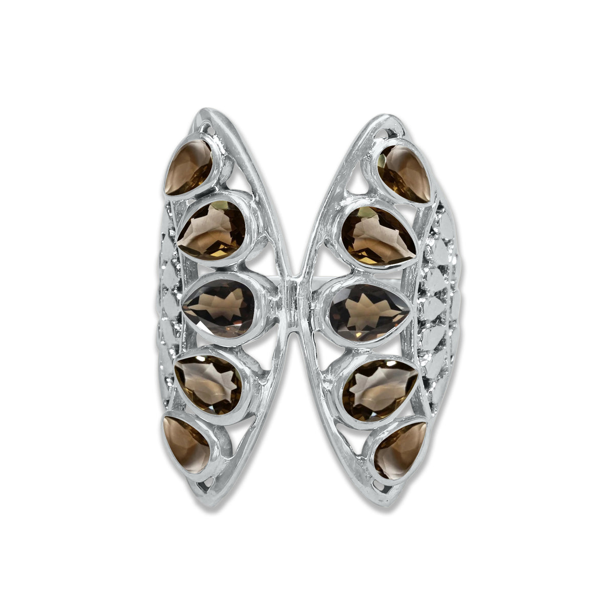 Sterling Silver “Wings of Light” Pear-Cut Gemstone Ring – 9 Stone Variants | Made to Order