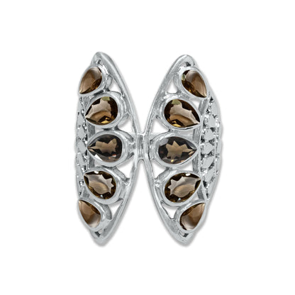 Sterling Silver “Wings of Light” Pear-Cut Gemstone Ring – 9 Stone Variants | Made to Order
