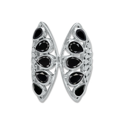 Sterling Silver “Wings of Light” Pear-Cut Gemstone Ring – 9 Stone Variants | Made to Order