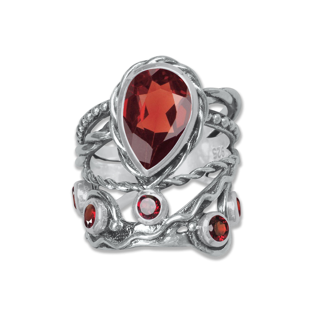 Celestial Vine Ring – Pear Cut Gemstone in 925 Sterling Silver (Multiple Stone Options) | Made to Order