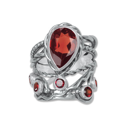 Celestial Vine Ring – Pear Cut Gemstone in 925 Sterling Silver (Multiple Stone Options) | Made to Order