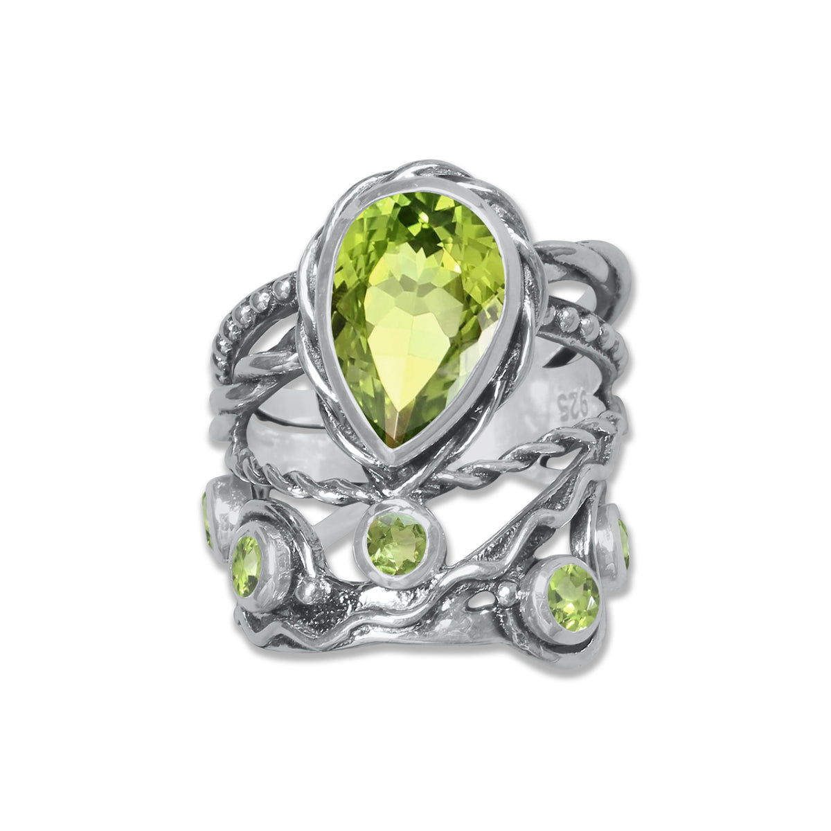 Celestial Vine Ring – Pear Cut Gemstone in 925 Sterling Silver (Multiple Stone Options) | Made to Order