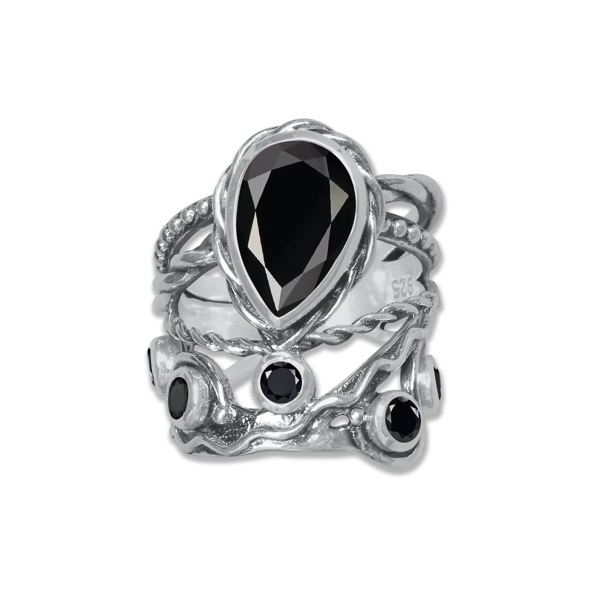 Celestial Vine Ring – Pear Cut Gemstone in 925 Sterling Silver (Multiple Stone Options) | Made to Order