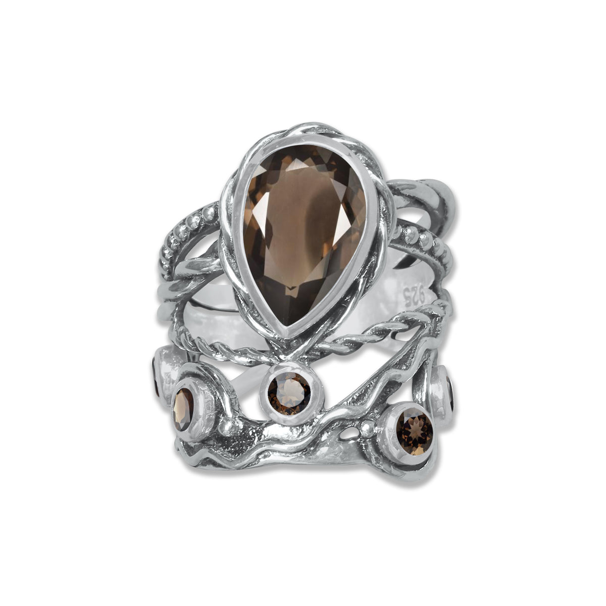 Celestial Vine Ring – Pear Cut Gemstone in 925 Sterling Silver (Multiple Stone Options) | Made to Order