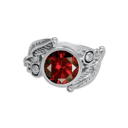 Sterling Silver Leaf Embrace Ring with Natural Gemstones – 9 Variants | Made to Order