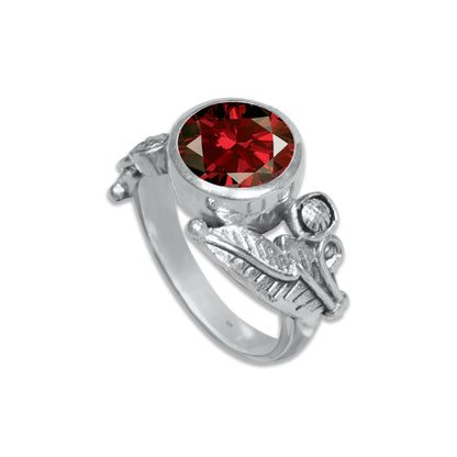 Sterling Silver Leaf Embrace Ring with Natural Gemstones – 9 Variants | Made to Order