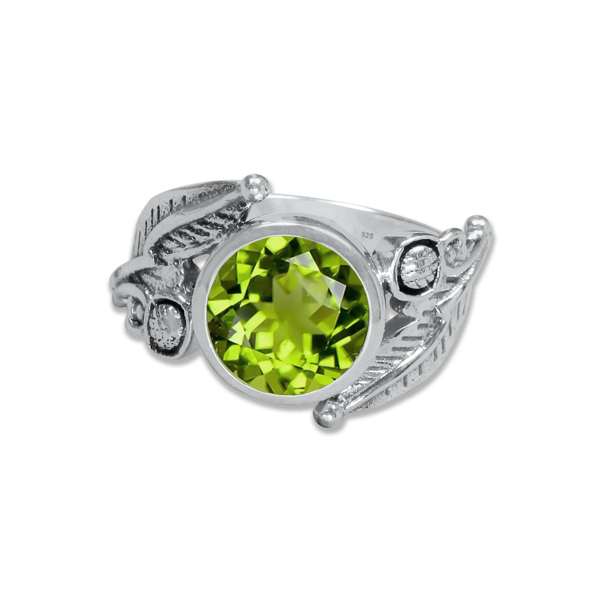 Sterling Silver Leaf Embrace Ring with Natural Gemstones – 9 Variants | Made to Order